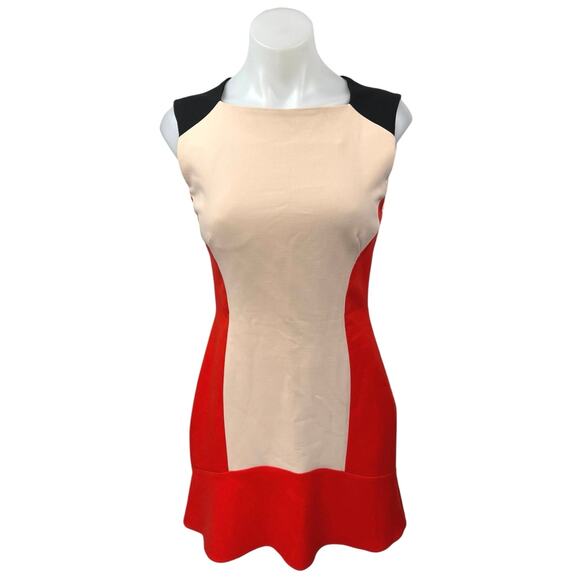 NEW Zara Multicolor Colorblock Sleeveless Zip Cutout Mini A-line Tank Dress Sz S - Picture 2 of 6